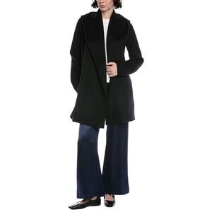 Vince Womens  Wool-Blend Hooded Coat, Black